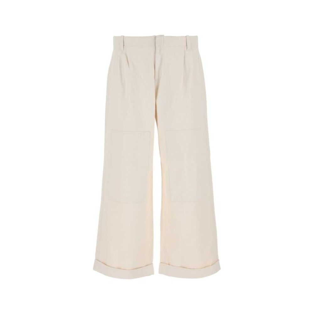 Etro Men Melange Ivory Stretch Cotton Wide-Leg Pant